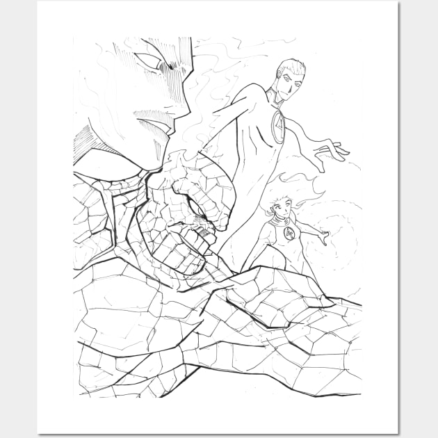 Fantastic Four Sketch Wall Art by jorge_lebeau